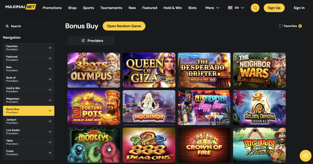 Maximal Bet - Credit Card Casinos with Bonus Buy Slots